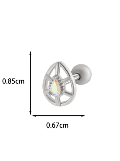 4 #  White Gold--Single Brass Cubic Zirconia Heart Bow-Knot Cute Single Earring
