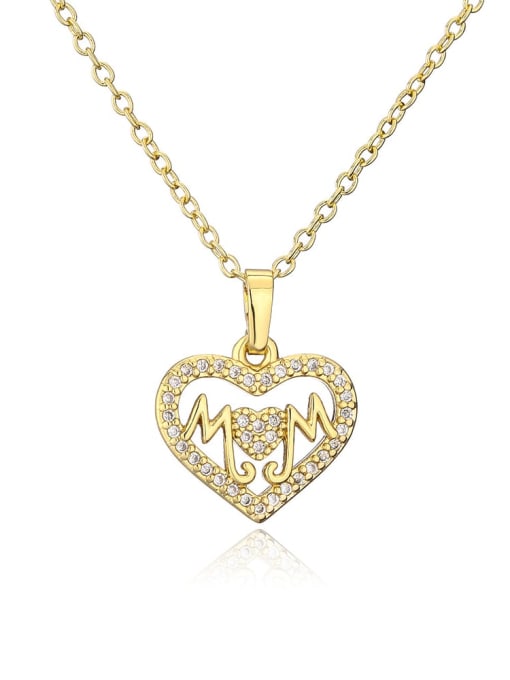 AOG Brass Cubic Zirconia Heart Dainty Letter MOM Pendant Necklace 4