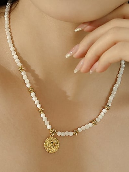 ACCA Brass Imitation Pearl Geometric Minimalist Necklace 2