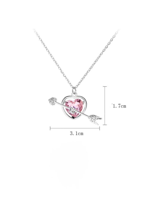 YOUH Brass Cubic Zirconia Pink Heart Dainty Necklace 2
