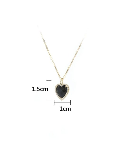 YOUH Brass Cubic Zirconia Black Heart Dainty Necklace 2
