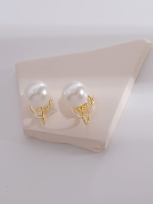 10mm mosquito coil ear clip Brass Imitation Pearl Round Minimalist Stud Earring