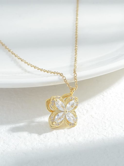 YOUH Brass Cubic Zirconia Flower Dainty Necklace 1