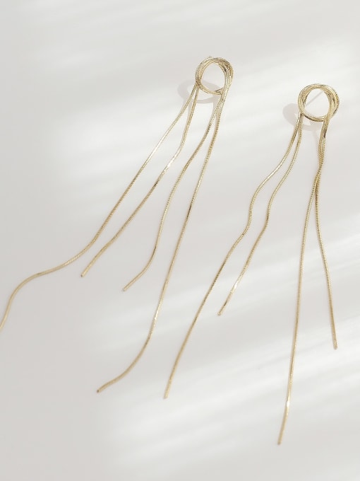HYACINTH Brass Tassel Minimalist Threader Trend Korean Fashion Earring 0
