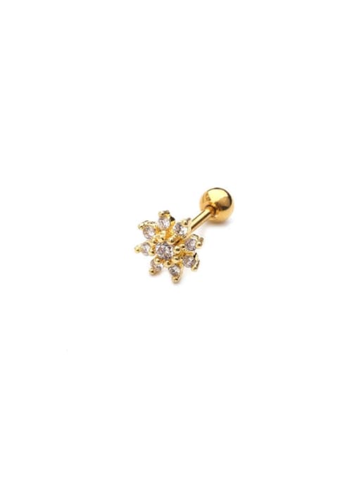 HISON Brass Cubic Zirconia Flower Minimalist Stud Earring 4