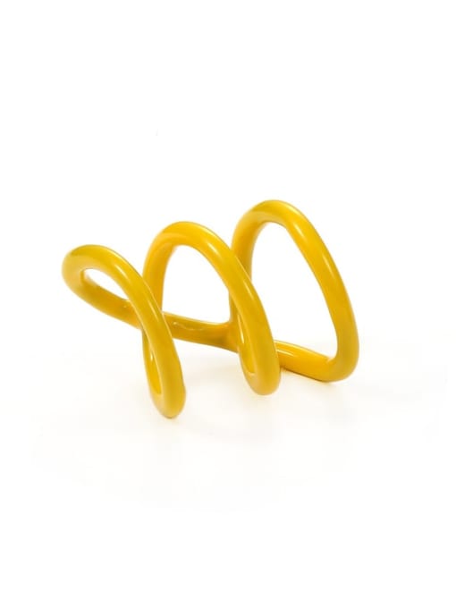 Yellow Zinc Alloy Enamel Geometric Minimalist Stackable Ring