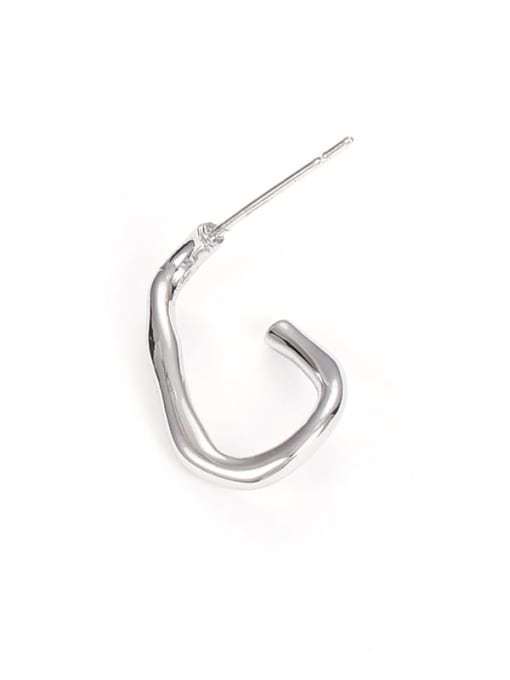 Silver line (Single ) Brass Geometric Minimalist Huggie Earring