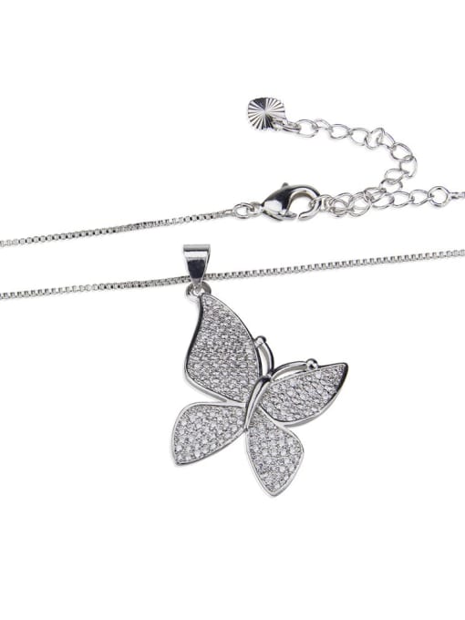 renchi Brass  Cubic Zirconia Butterfly Dainty Necklace 2