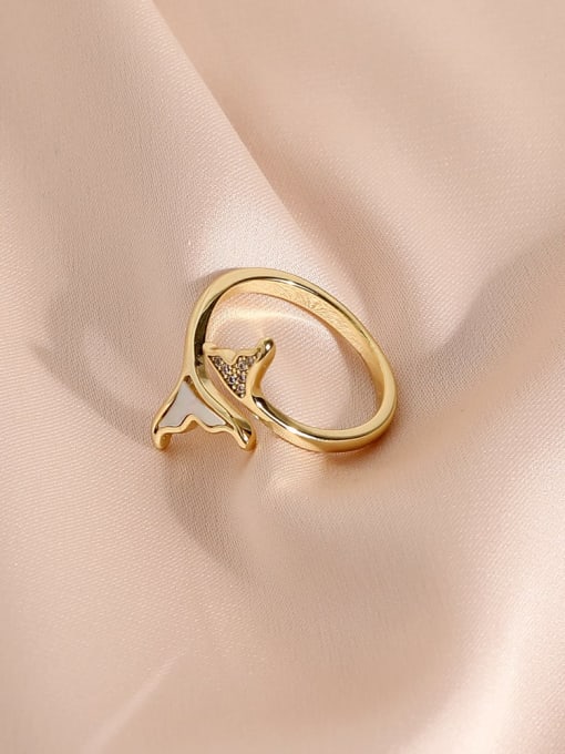 14k GOLD Brass Shell Fish Tail Minimalist Band Ring