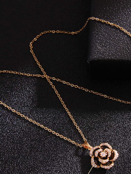 A200 Copper Cubic Zirconia Water Drop Trend  House Bag Pendant Necklace