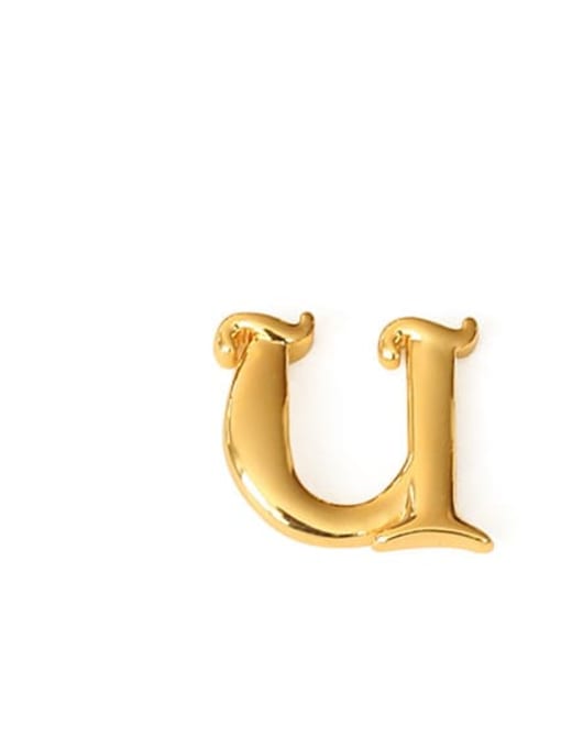 u-Ear Stud （Single） Brass Letter Minimalist  Stud Earring(single)