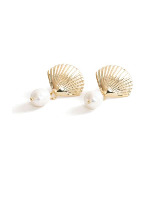 ACCA Brass Imitation Pearl Irregular Vintage Drop Earring