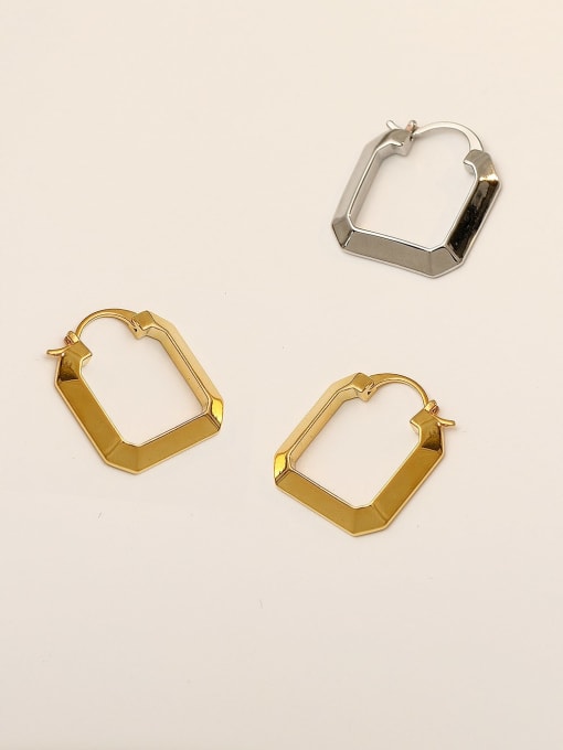 HYACINTH Brass Hollow Geometric Minimalist Stud Trend Korean Fashion Earring 2