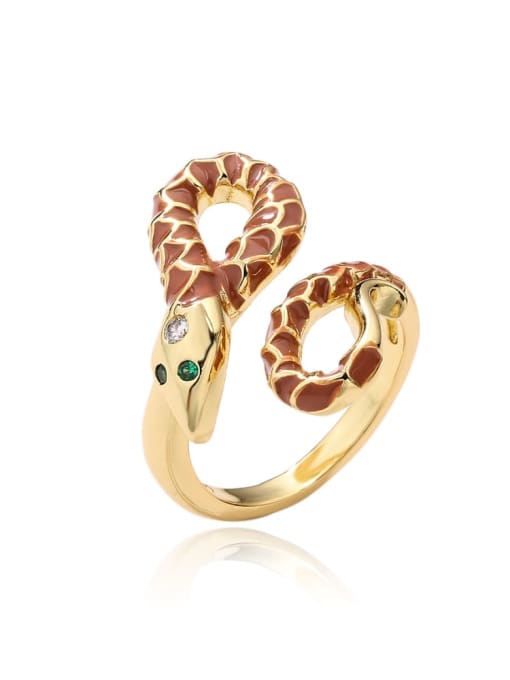 11708 Brass Enamel Snake Vintage Band Ring