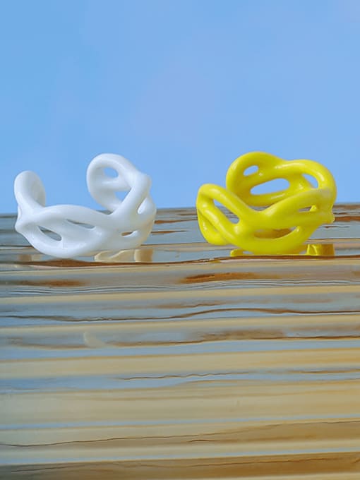Five Color Zinc Alloy  Enamel Geometric Minimalist Band Ring
