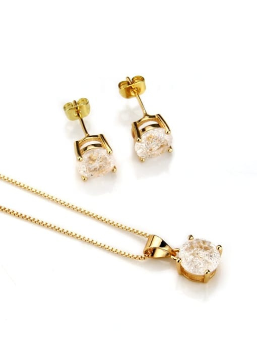 renchi Brass Round Cubic Zirconia Earring and Necklace Set 4