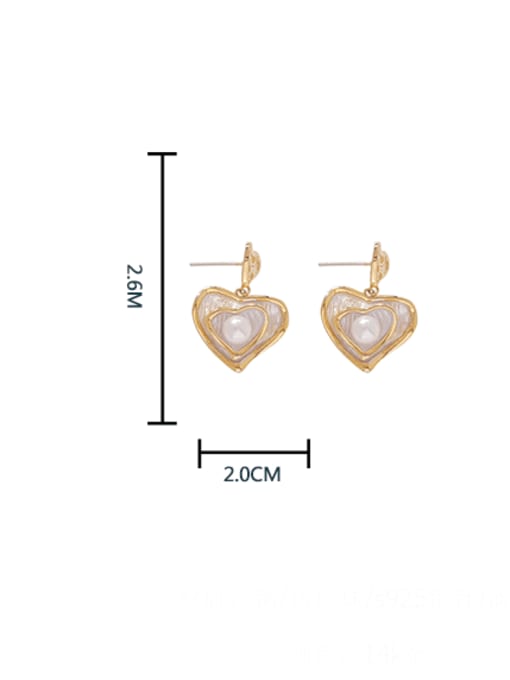 HYACINTH Brass Imitation Pearl Heart Minimalist Drop Earring 3