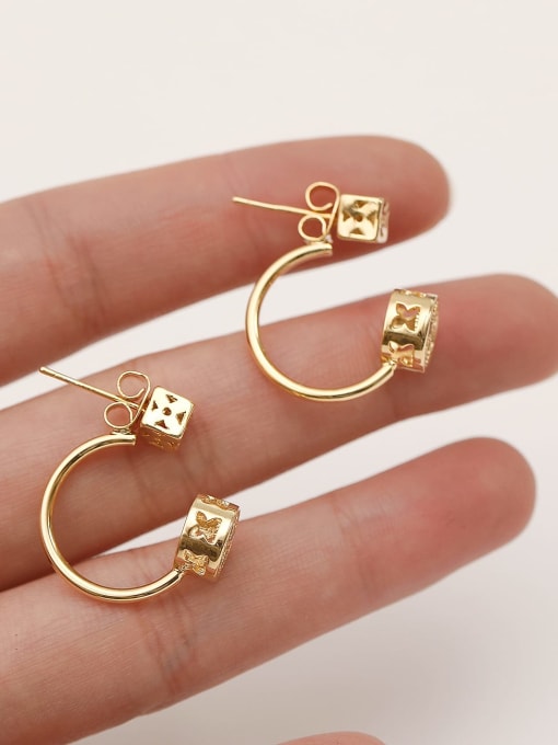 HYACINTH Brass Cubic Zirconia Geometric Minimalist Hook Trend Korean Fashion Earring 1