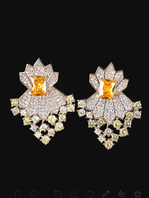 15 Brass Cubic Zirconia Multi Color Heart Luxury Cluster Earring