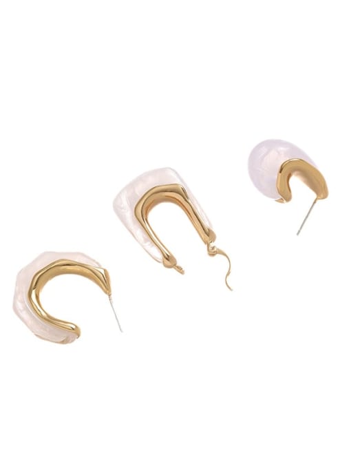 Five Color Brass Resin Geometric Minimalist Stud Earring 0