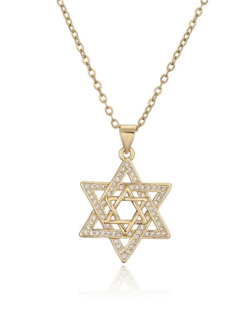 20484 Brass Cubic Zirconia  Vintage Five-pointed star Pendant Necklace