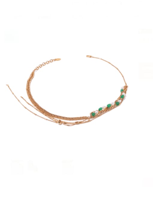 TINGS Brass Bead Tassel Vintage Multi Strand Necklace