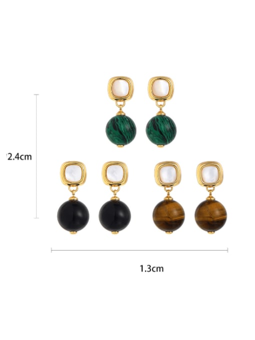 Five Color Brass Malchite Geometric Vintage Drop Earring 3