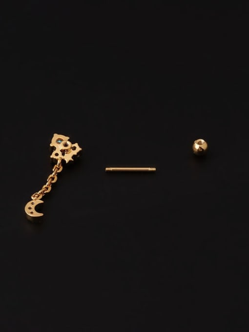 HISON Brass Cubic Zirconia Moon Cute Single Earring(Single Only One) 2