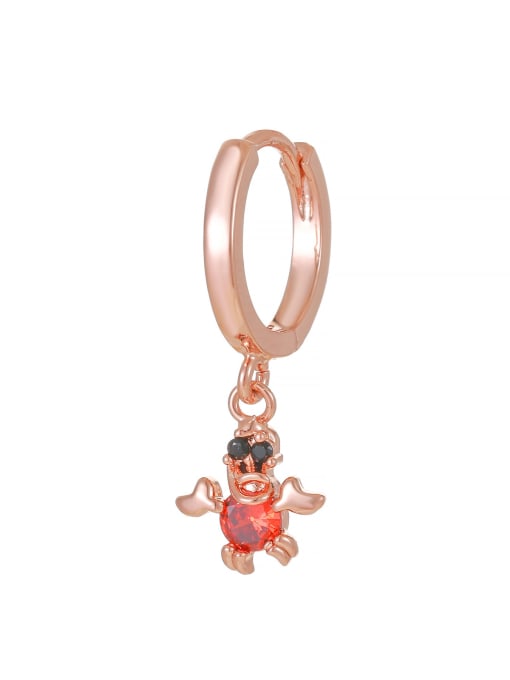 EK00224 Rose Gold Brass Cubic Zirconia Animal Cute Single Earring( Single-Only One)