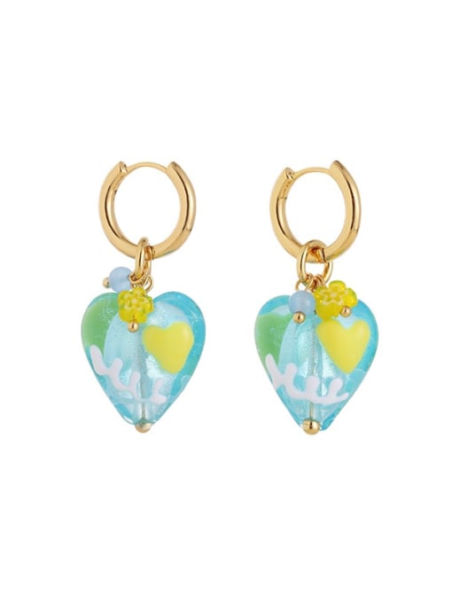 Option 7 (sold with the same necklace) Brass Enamel Heart Cute Drop Earring