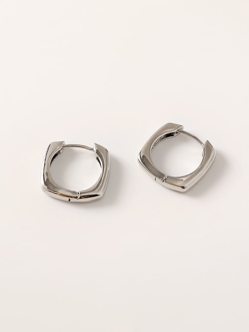 White K Brass Hollow Geometric Minimalist Huggie Trend Korean Fashion Earring