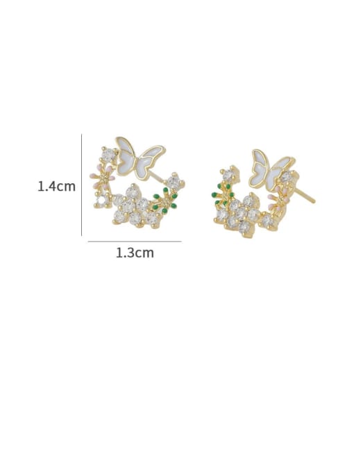 YOUH Brass Cubic Zirconia Enamel Flower Dainty Stud Earring 3