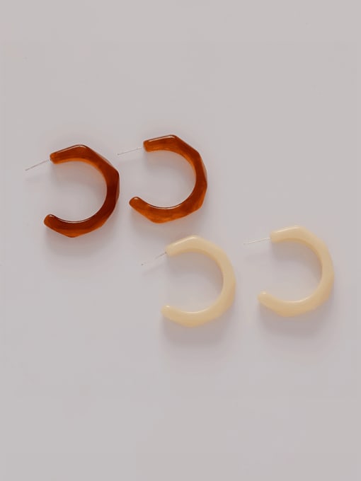 HYACINTH Brass Resin Geometric Minimalist Stud Earring 0