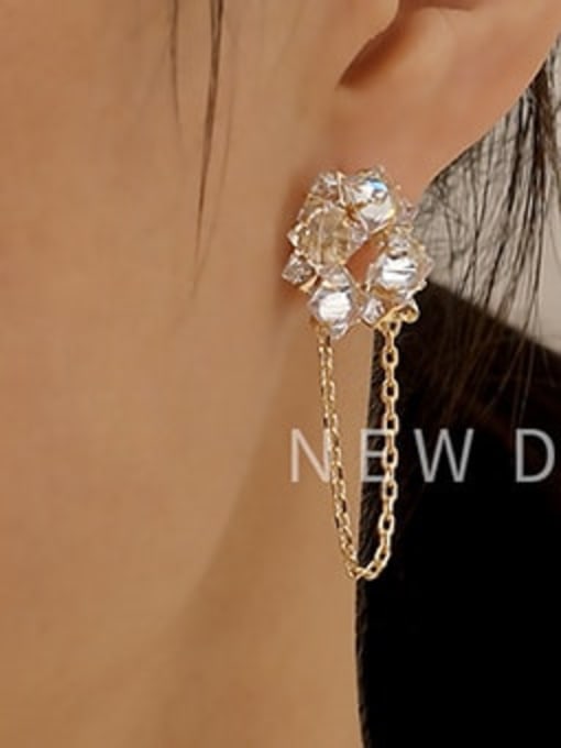 HYACINTH Brass Crystal Tassel Dainty Drop Trend Korean Fashion Earring 1