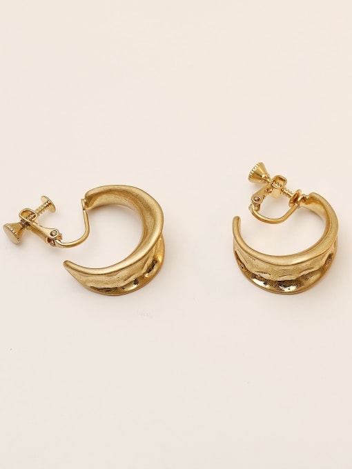 gold Brass Irregular Vintage Clip Trend Korean Fashion Earring