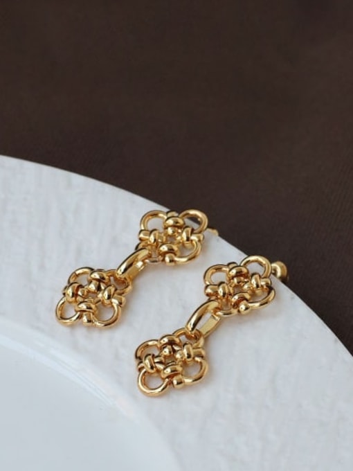 ACCA Brass Flower Vintage Chinese knot  Drop Earring 2