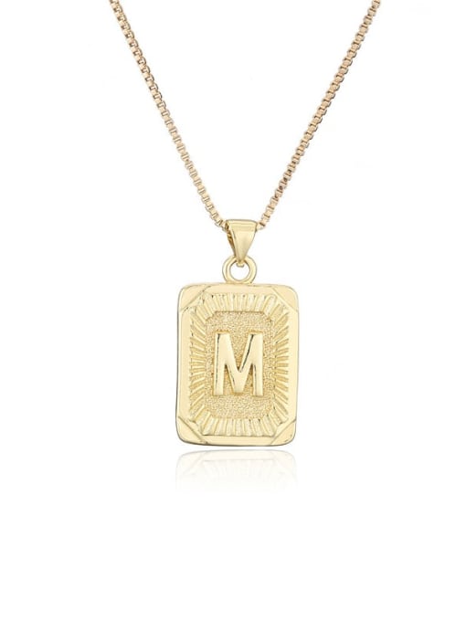 M Brass Letter Hip Hop Geometry Pendant Necklace