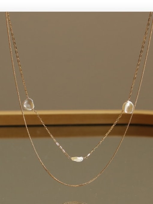 ACCA Brass Freshwater Pearl Geometric Minimalist Necklace 2