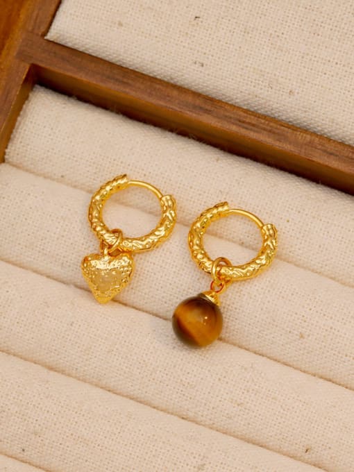 HYACINTH Brass Cubic Zirconia Heart Vintage Huggie Earring 2