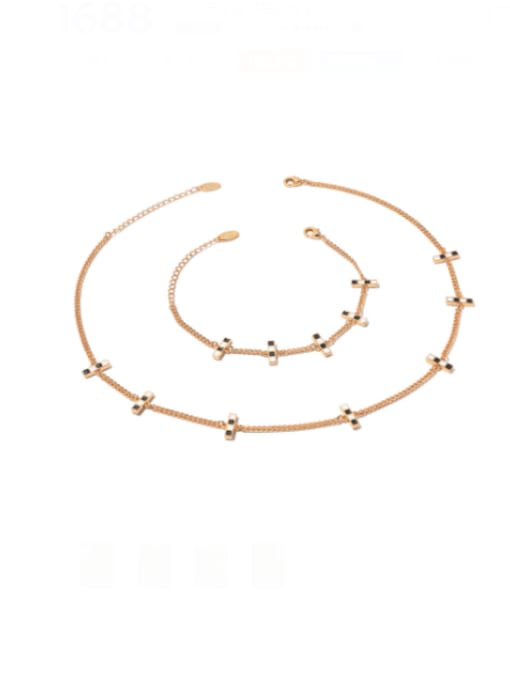 ACCA Brass Enamel Geometric Vintage Hollow Chain Necklace 0