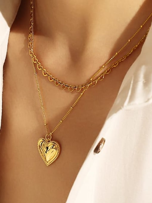 ACCA Brass Hollow Heart Vintage Necklace 1