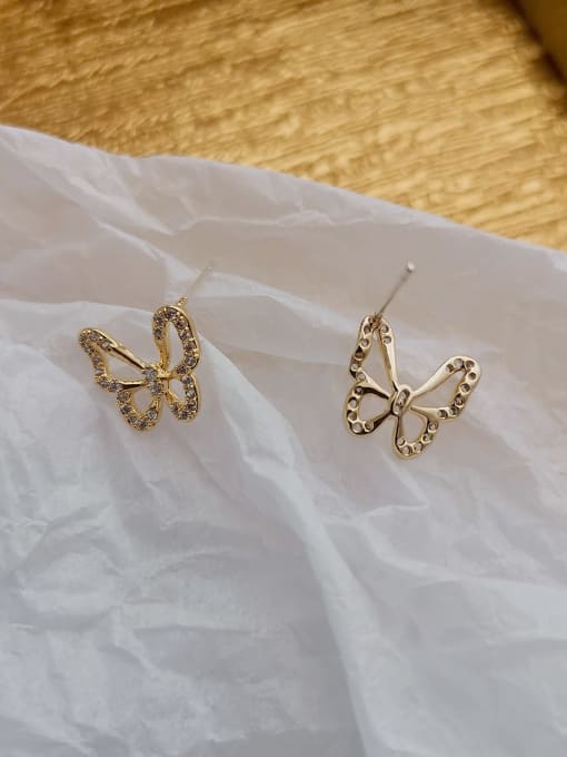 HYACINTH Copper Rhinestone Butterfly Cute Stud Trend Korean Fashion Earring 3