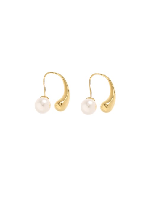 Option 2 2.2cm*1.8cm Brass Imitation Pearl Geometric Minimalist Stud Earring