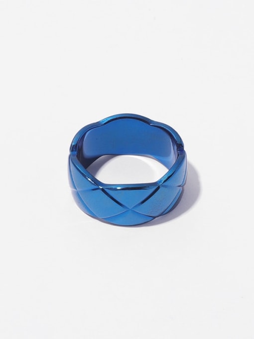 (wide version) vacuum blue Titanium Steel Geometric Minimalist Band Ring
