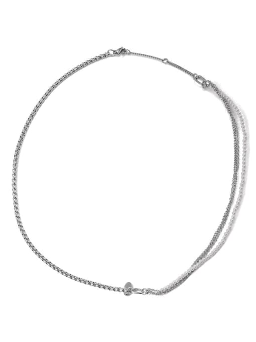 Pearl Necklace Titanium Steel Bead Geometric Hip Hop Multi Strand Necklace