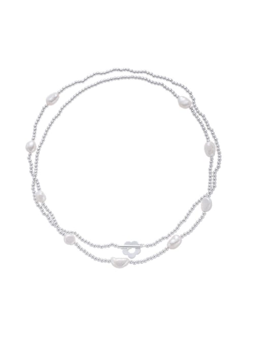 Long 82.5cm (natural pearls with flaws) Brass Freshwater Pearl Irregular Vintage Multi Strand Necklace