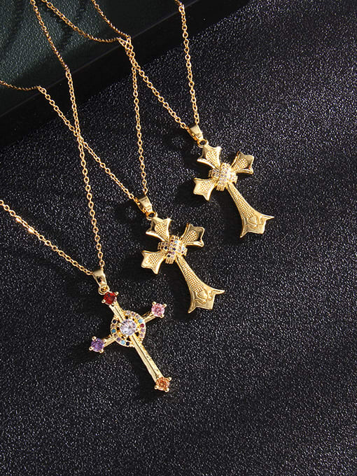 AOG Copper Cubic Zirconia Cross Vintage Regligious Necklace 2