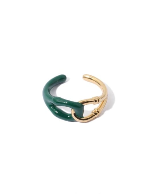 Green oil dripping ring Zinc Alloy Enamel Geometric Vintage Band Ring