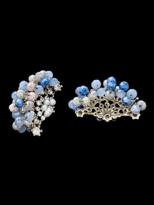 blue Brass Bead Irregular Luxury Cluster Earring