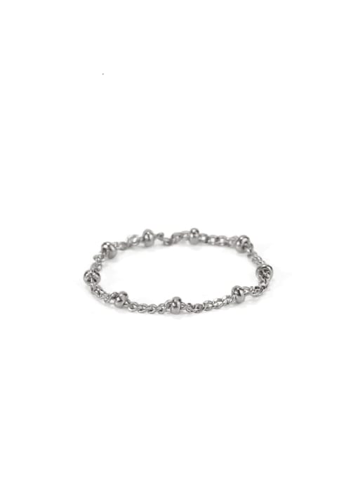 Silver Chain Brass Bead Geometric Minimalist Midi Ring
